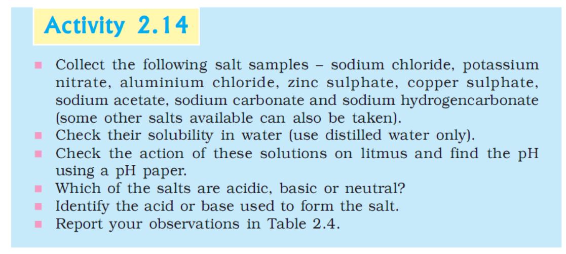 Activity 2.14 Class 10 Science, Acids, Bases and Salts - Studdy