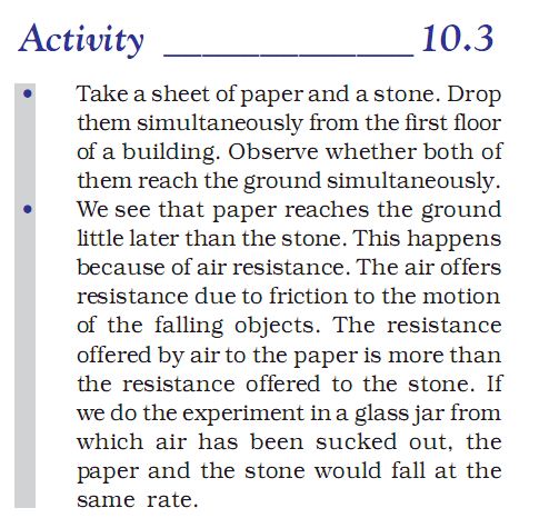 Activity 10.3 Class 9 Science gravitation chapter 10