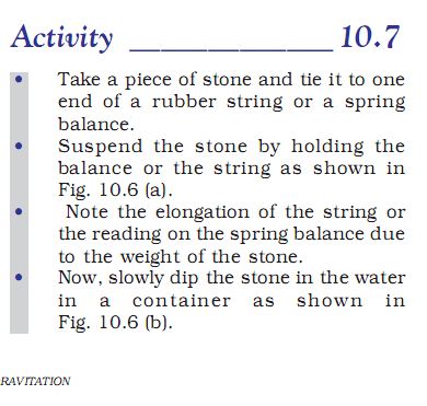 Activity 10.7 Class 9 Science gravitation